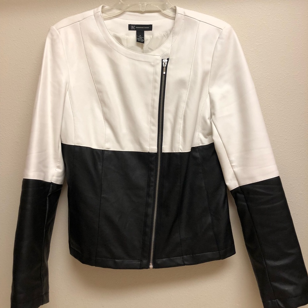 INC Asymmetrical Pleather blazer jacket